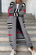 Trixiedress Open Front Color Block Striped Splice Long Sweater Cardigan