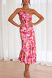 Trixiedress One Shoulder High Waist Mermaid Floral Cami Dress