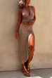 Trixiedress Drawstring High Slit Tie Dye Maxi Skirt