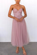 Trixiedress Backless Tie Waist Mesh Swing Maxi Cami Dress