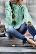 Trixiedress Mockneck Solid Cable Knit Pullover Sweater