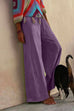 Trixiedress Solid Raw Hem Wide Leg Casual Pants