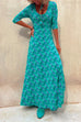 Trixiedress Scoop Neck 3/4 Sleeve Maxi Floral Dress