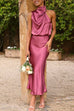 Trixiedress Solid Halter Waisted Irregular Sleeveless Dress