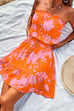 Trixiedress Off Shoulder Drawstring Waist Printed Ruffle Mini Dress
