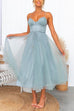 Trixiedress Adjustable Spaghetti Strap Backless Mesh Maxi Party Dress