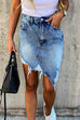 Trixiedress Ripped Raw Hem Irregular Bodycon Denim Skirt
