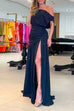 Trixiedress Cold Shoulder Waisted High Slit Maxi Party Dress