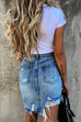Trixiedress Ripped Raw Hem Irregular Bodycon Denim Skirt
