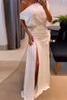 Trixiedress Cold Shoulder Waisted High Slit Maxi Party Dress
