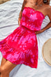 Trixiedress Off Shoulder Drawstring Waist Printed Ruffle Mini Dress