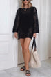Trixiedress Long Sleeves Hollow Out Crochet Beach Cover Up Dress
