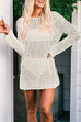 Trixiedress Long Sleeves Hollow Out Crochet Beach Cover Up Dress
