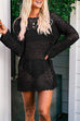 Trixiedress Long Sleeves Hollow Out Crochet Beach Cover Up Dress