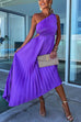 Trixiedress One Shoulder Cut Out Waist Irregular Pleated Party Dress