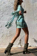 Trixiedress Tie Dye Long Sleeves Tassle Mini Dress