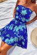 Trixiedress Off Shoulder Drawstring Waist Printed Ruffle Mini Dress
