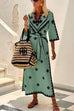 Trixiedress V Neck Tie Waist Side Split Bohemia Printed Maxi Dress