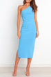 Trixiedress One Shoulder Sleeveless Side Split Ruched Midi Dress