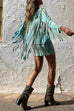Trixiedress Tie Dye Long Sleeves Tassle Mini Dress