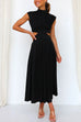 Trixiedress Mockneck Cut Out Waist Pockets Swing Dress