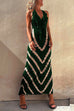 Trixiedress Halter V Neck Ruffle Drape Front Printed Maxi Dress