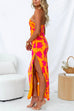 Trixiedress One Shoulder Side Split Printed Cami Maxi Dress