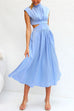 Trixiedress Mockneck Cut Out Waist Pockets Swing Dress
