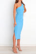 Trixiedress One Shoulder Sleeveless Side Split Ruched Midi Dress