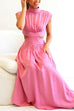 Trixiedress Mockneck Cut Out Waist Pockets Swing Dress