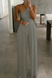 Trixiedress One Shoulder Sleeveless Maxi Wide Leg Jumpsuit